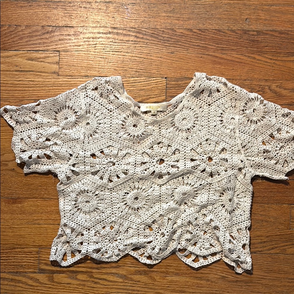 Crochet Cream Top